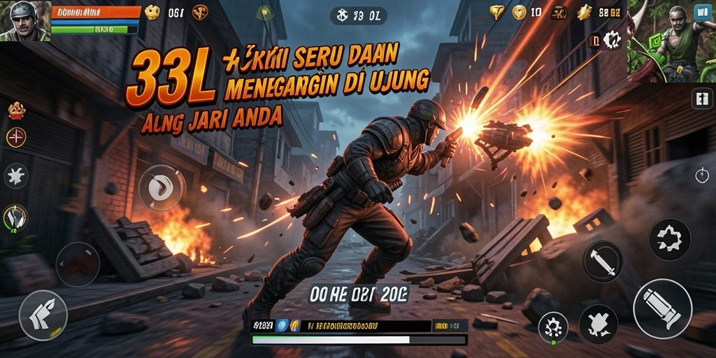 Screenshot utama 33L menunjukkan momen aksi spektakuler dalam permainan.