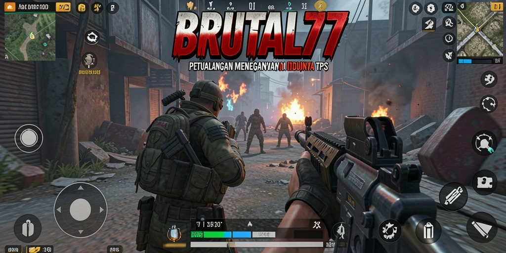 Gameplay mendebarkan di BRUTAL77 dengan aksi tempur seru.