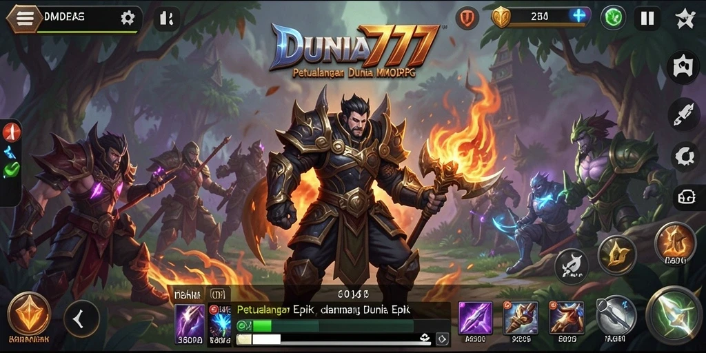 Tangkapan layar gameplay DUNIA777 yang menampilkan aksi seru dalam MMORPG.