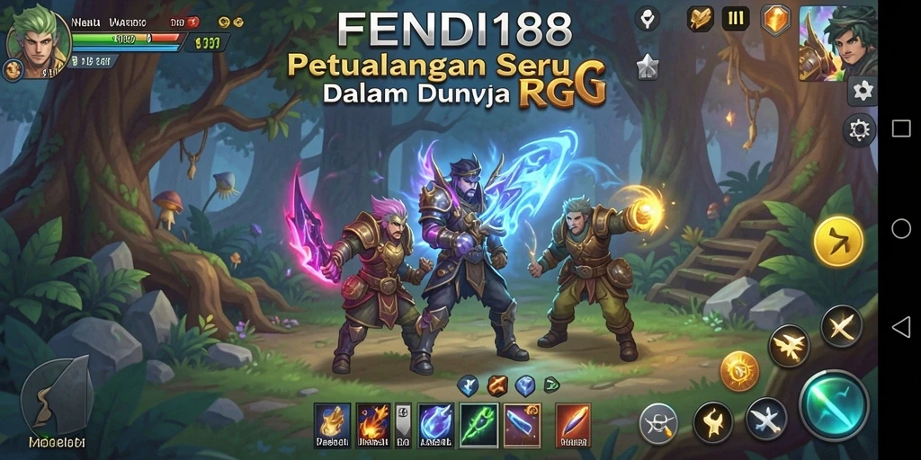 Screenshot FENDI188 menampilkan pertarungan epik dalam dunia RPG.