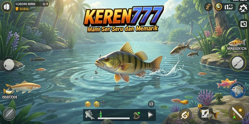 Tampilan gameplay menarik dari KEREN777 saat memancing ikan.