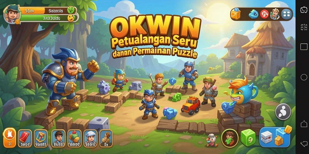 Screenshot utama OKWIN menampilkan gameplay menantang dalam permainan Puzzle.