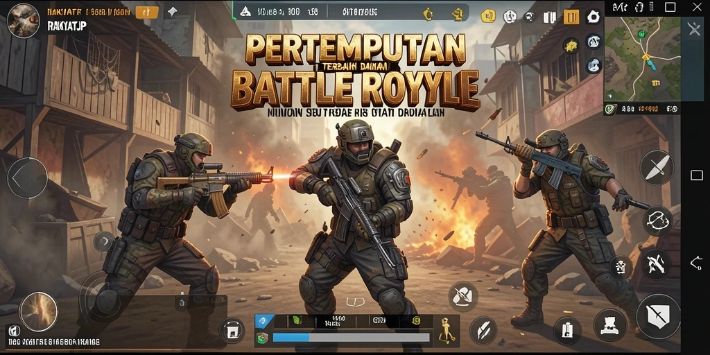 Gameplay mendebarkan RAKYATJP menunjukkan aksi Battle Royale yang seru.