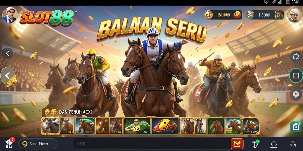 Tampilan penuh aksi dari gameplay balapan di SLOT88.