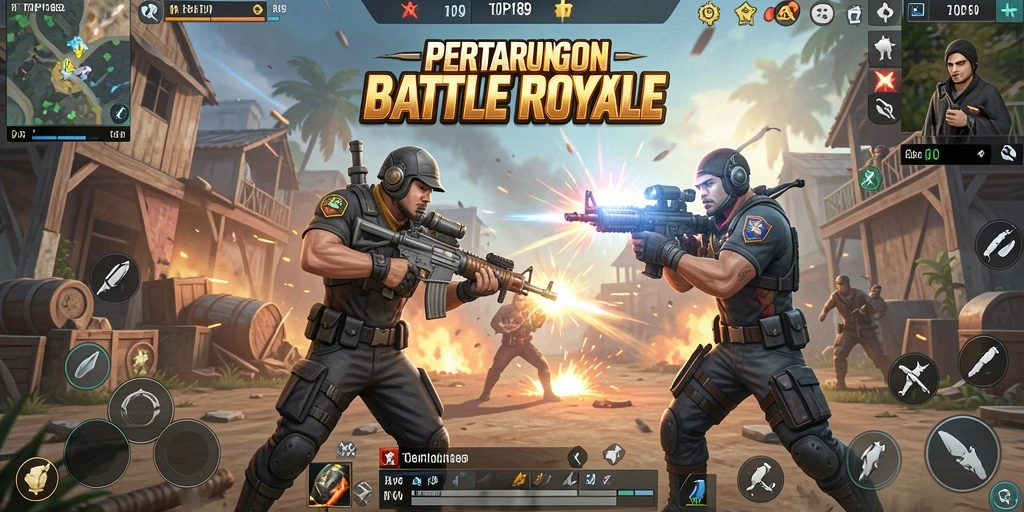 Gameplay intens dan strategi di arena Battle Royale