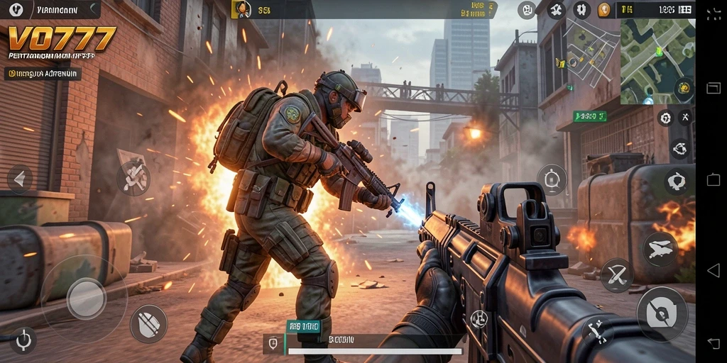 Gameplay seru dalam pertempuran FPS yang mendebarkan.